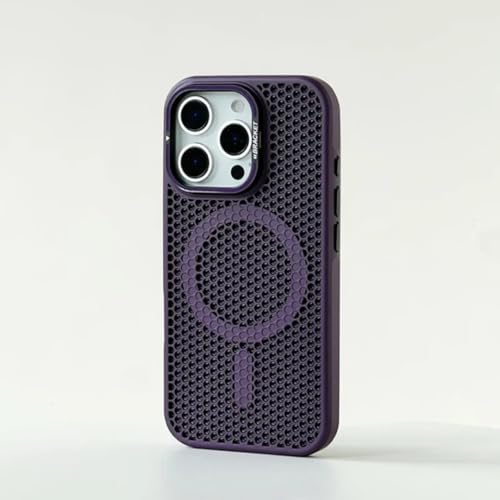 Coque de téléphone en maille pour iPhone 14 Pro Max violet foncé avec support objectif