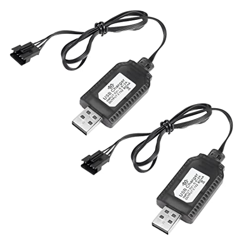 YACSEJAO Lot de 2 câbles de charge USB 7,4 V avec connecteur SM-4P pour batterie LiPo Modèle RC Véhicule Buggy Voiture Camion Bateau