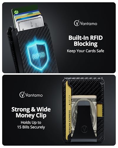 Image of Vantamo Premium Wallet for Men with Money Clip & Card Holder, Compact & Slim Wallet with RFID, 8-12 Cards, Perfect Gifts for Men