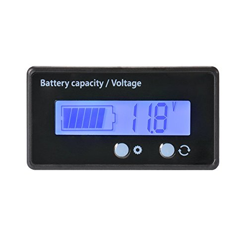 LCD Battery Capacity Monitor Gauge Meter,Waterproof 12V/24V/36V/48V Lead Acid Battery Status Indicator,Lithium Battery Capacity Tester Voltage Meter Monitor Blue Backlight for Vehicle Battery