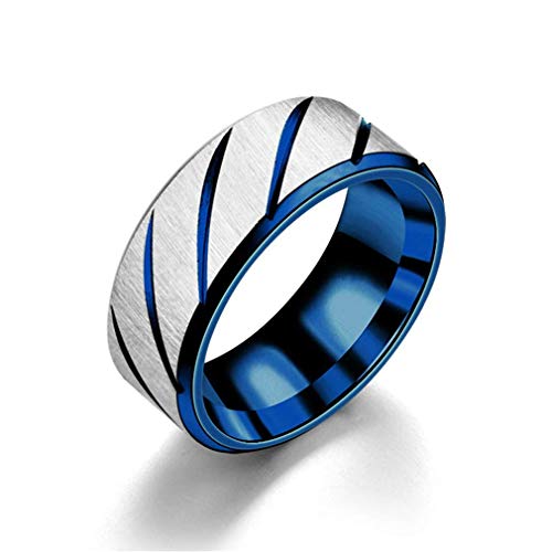 Preisvergleich Produktbild Chasiroma Ring für Paare, Doppelschräg-Muster, magnetischer Ring, Schmuck Geschenk, blau