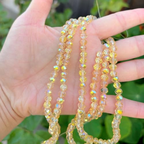 Image of 1000pcs Czech Faceted Rondelle Crystal Glass Beads 6mm Bulk Gold Shimmer