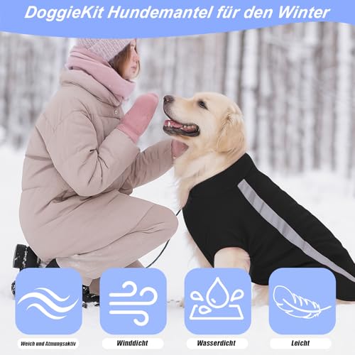 DoggieKit Hundejacke Wasserdichter Hundemantel Reflektierende Wintermantel mit Fleecefutter Winddichtes Wintermantel Hundepullover Hundekleidung für Kaltes Wetter Winter Warm Hunde Winterweste Jacken