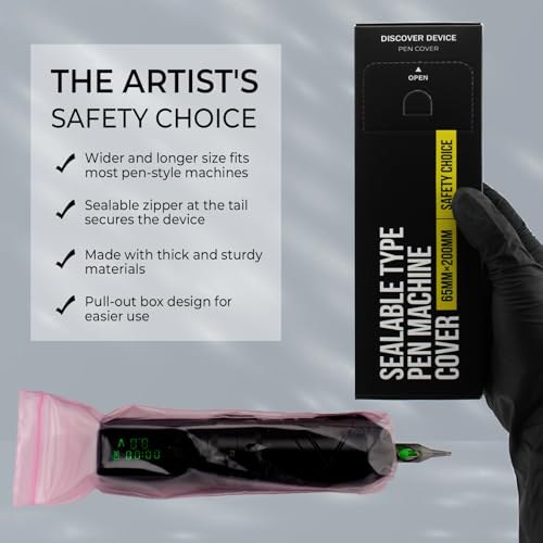 Sealable Tattoo Pen Covers Large, Gun Covers 2.5\'\'x 7.8\'\', 200pcs Tattoo Machine Covers, Tattoo Machine Wrap for Tattoo Artists - Pro Supplies Accessories Pink(2.5inchX7.8inch)