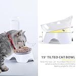 Double Dog Cat Bowls - Pets Water and Food Bowl Set, 15°Tilted Water and Food Bowl Set with Automatic Waterer Bottle for Small or Medium Size Dogs Cats - Image 2