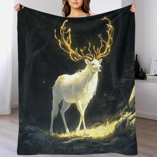 Plaid canapé chaud et léger en microfibre douce motif cerf - 6