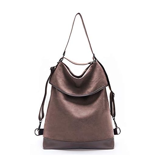 KALIDI Canvas hängande väska axelväska ryggsäck kvinnor damer, vintage läder ryggsäck tygväska crossbody väska för resor shopping skola vardag dagligen