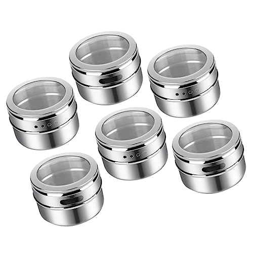PRETYZOOM 6pcs Condiment Jars Stainless Steel Spice Squeeze Bottle Spout Easy to Use for Baking Cooking Storage