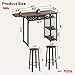 Bestier Bar Table and Chair Set, Expandable Dining Table with 2 Bar Stools, Industrial Kitchen Counter with Wine Rack & 3 Tier Adjustable Storage Shelves Rustic Brown