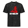 Eat Healthy Unisex T-Shirt Printed Tee Graphic Top Men Black Shirt S #1
