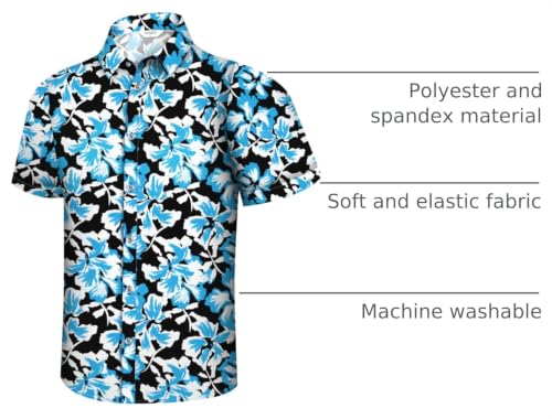 Image of Hawaiian Shirt for Men Tropical Shirts Summer Beach Button Down Short Sleeve Luau Aloha Floral Cruise Vacation Outfit 2026