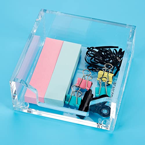 Worhe Sticky Note Holder Clear Acrylic Meno Holder 3.94 X 3.94 X 1.77 Inch For Desk Organization Office Home, Post Pop Note Dispenser For Office Accessories 1Pcs (Bq200) #TOP3