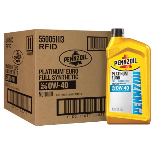 Pennzoil Platinum Euro Full Synthetic 0W-40 Motor Oil, 1 Quart (6 Pack)