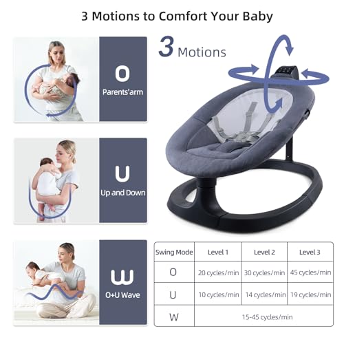 Image of VaVaSoo 2-in-1 Electric Baby Swing, Dual-Arm Support for Enhanced Stability,3 Swing Motions & 8 Soothing Sounds, Toddler Seat up to 66 lbs, Infant Swing with Remote,AC Adapter, Dark Grey