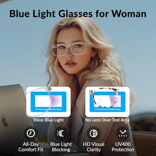 Image of Blue Light Glasses for Woman Men, 99% Blocking Square Frame 5 Pairs | Anti Eyestrain & UV Glare Protection, Computer Blue Light Blocking Glasses for Gaming TV Phone Screen