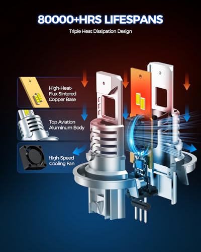 Image of Marsauto H13 /9008 Bulb, 1200% Brighter Output 6500K Bright White, Simple Plug & Play, 60000Hr+ Long Lifespan, Pack of 2