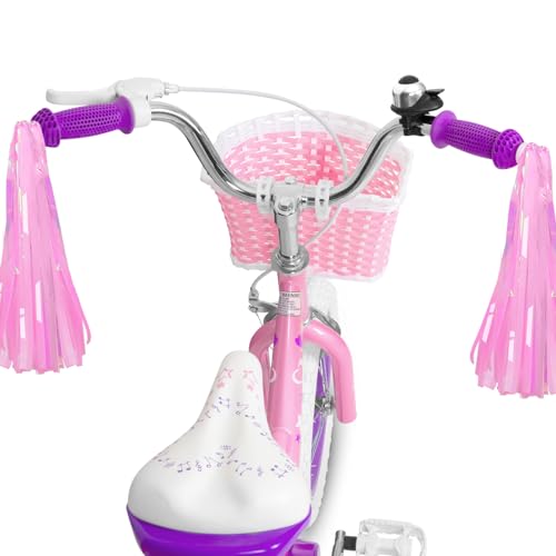Image of WEIZE Girls Bike for 3-12 Years Old Kids, 14 16 20 Inch Kids Bike with Training Wheels, Streamers, Basket and Doll Seat, Children Bicycles with Coaster Brake, Multiple Colors