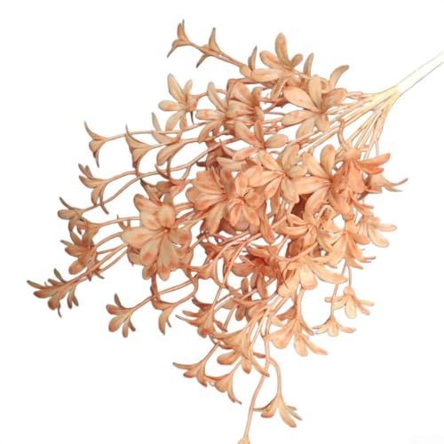 Shophubio Elegante orquídea sintética con pétalos vibrantes, decoración floral artificial para espacios interiores, ideal para oficina, hogar o eventos, larga (naranja)