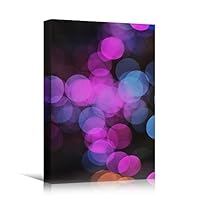 Canvas Wall Art Bokeh Art Abstract Colorful Hallway Industrial Lights Mixed Media Multicolor Neon - 12x18 inches