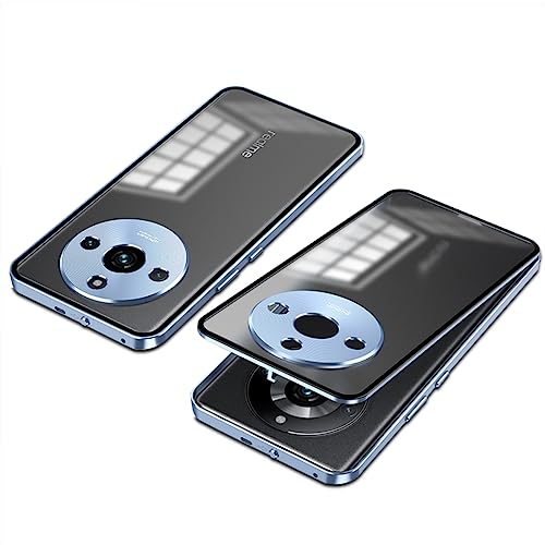 QUIETIP Case Compatible with Realme 11 Pro / 11 Pro+ Plus 5G,Metal Frame + PC Frosted Surface Back Cover with Shockproof Camera Protection,Blue