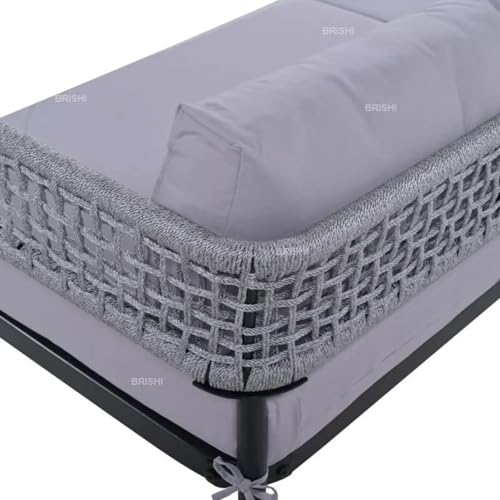 Image of BRISHI Outdoor Sofa Set | Balcony Sofa | Patio Furniture Sets | Conversation Sets | Braid & Rope Garden (4 Seater- Light Grey.)