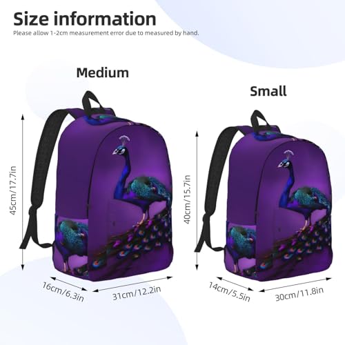 Mochilas de viaje ergonómicas con estampado de pavo real morado impermeable 4