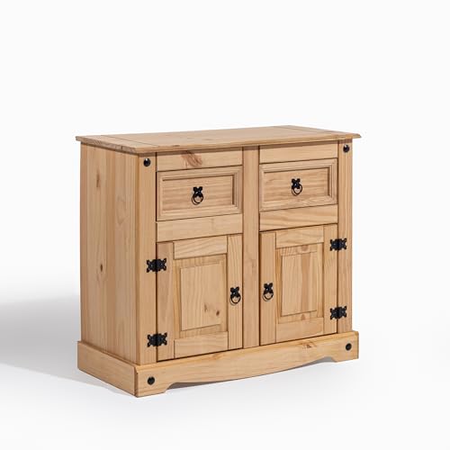 Balcão Buffet em Madeira Maciça de Pinus – 2 Gavetas e 2 Portas, Estilo Rústico e Aconchegante