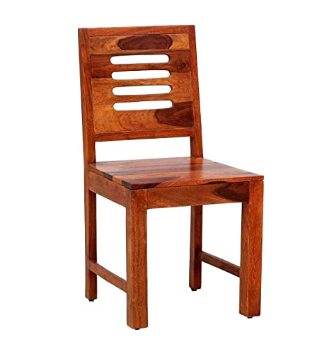 Image of Furniture Sheesham Wood Dining Chairs Set of 4 for Dining Room | Wooden Furniture Chairs Set Without Cushion for Dinner Room Living Room Home and Office (Honey Finish) | 1 Year Warranty