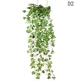 Atificial Fake Hanging Vine Plant Leaves Decoration, Fabric Green