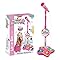 2026 New Kids Microphone with Stand, All in One Microphone Toy for Birthday Parties Singing, Portable Karaoke Machine for Singing, Music Play for Kids (Pink)