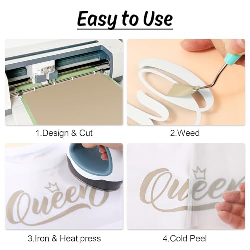 Image of HTVRONT HTV Vinyl Rolls Heat Transfer Vinyl - 12 inch x 5ft Camel HTV Vinyl for Shirts, Iron on Vinyl for All Cutter Machine - Easy to Cut & Weed for Heat Vinyl Design (Camel)