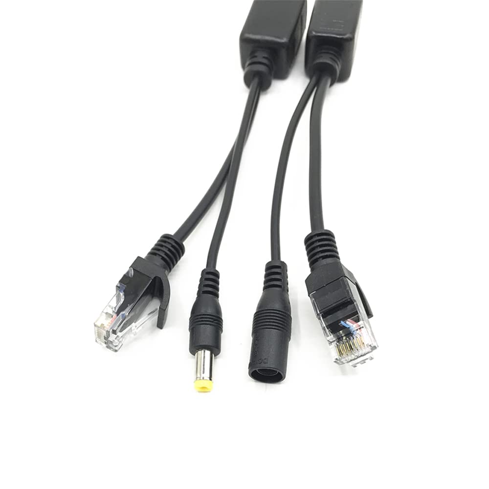 10 Iniettori POE Passivi - Adattatore Power Over Ethernet, 12V DC, Per Telecamere IP, Colore Bianco