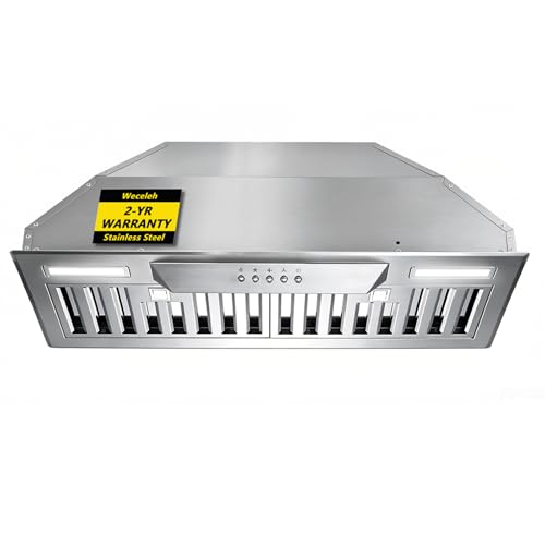 Image of Range Hood Insert 30 Inch, Built-in 900 CFM Kitchen Hood | Stainless Steel Vent Hood, Ducted /Ductless Convertible, 40 Elevated Screen & Square LED Lights