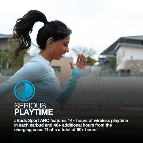 Image of JLab, JBuds Sport ANC 4, True Wireless Earbuds, Active Noise Cancelling, Bluetooth, Multipoint Connect, Teal