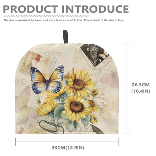 Image of Tea Cozy Tea Pot Cover Keep Tea Warm Insulation Teapot Cozies Machine Washable Kettle Quilt Breakfast Warmer Teapot Warmer Home Indoor Decoration, Butterfly Sunflower Retro