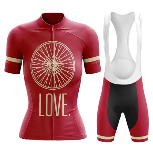 Ropa Ciclismo Mujer Verano Conjunto Bici MTB Manga Corta Maillot Ciclista,Traje Bicicleta Camiseta Ciclo y Culotte Tirantes con 19D Gel Acolchado,Completa Jerseys Transpirable Secado Rápido(10,S)