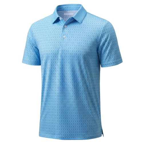 MAGCOMSEN Golf Shirts for Men Dry Fit Short Sleeve Print Collared Polos | Quick Dry, Moisture Wicking, Patterns, Breathable Performance Fabric, Golf, Tennis, Work & Casual Wear