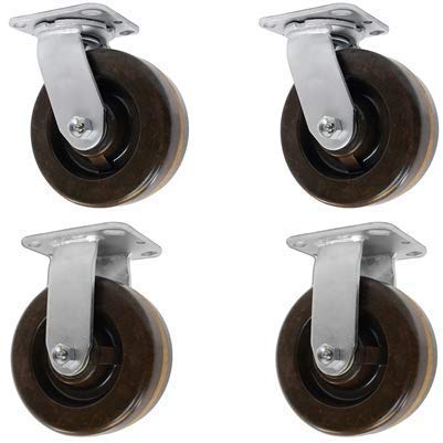 CasterHQ - 6" X 2" HIGH Temperature PHENOLIC Wheel | 2 Swivel & 2 Rigid | 3,600 LBS Capacity PER Set of 4