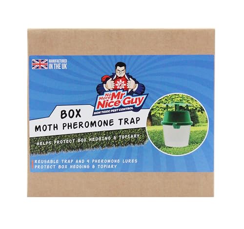 Box Moth Trap - 1 Trap & 4 Pheremone Lures - 5 Months Supply - Box Tree Moth Caterpillar Non-Toxic Treatment - 1 Per 0.5 Acres - No More Mr Nice Guy