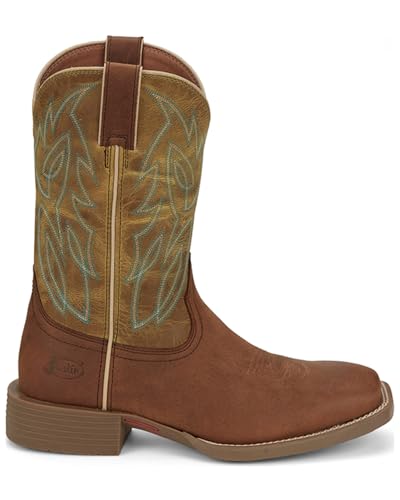 Image of Justin Canter 11 inch Western Boots for Men, Full Grain Leather, Woven Lining, Square Toe, Slip-Resistant Rubber Outsole
