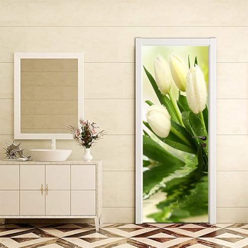 Vinilos Para Puertas 88X200Cm Lily Vinilo Puerta 3D Pegatinas Para La Renovación De La Puerta Arte Mural Etiqueta Carteles Pegatinas De Pared Diy Decoraciones