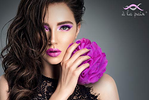 Loofah Bath Sponge Xl 75G Set Of 4 Bright Colors By À La Paix - Soft Exfoliating Shower Lufa For Silky Skin - Long-Handle Mesh Body Poufs- Women And Men’s Luffas -Large Scrunchy- Full Cleanse & Lather #TOP2