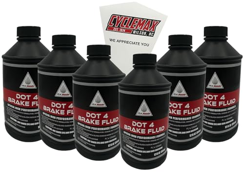 Cyclemax Six Pack compatible with Honda DOT 4 Brake Fluid 08203-0004 Contains Six 12oz Bottles and a Funnel