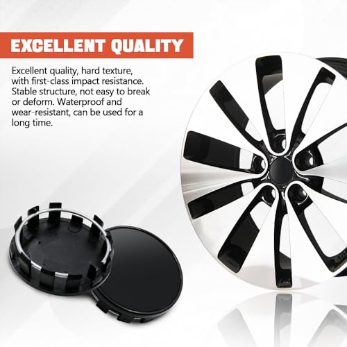 Lecctso 4PCS Car Wheel Center Caps, Center Caps for Rims, 2.12" OD 1.96" ID Anti-Falling Rust-Proof Wheel Hub Decoration, Vehicle Rim Hub Cap Replacement Accessories Universal Fit Car SUV (Black) - Thumbnail 7