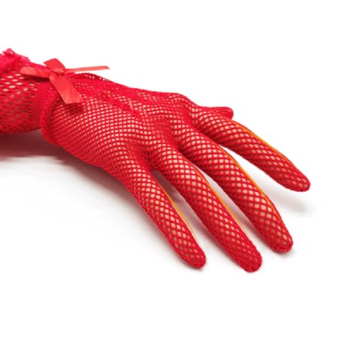 Bridal Gloves Knitted Mesh Lace Gloves Women Short Floral Gloves for Wedding Opera Tea Party Evening Dress Gloves (Black)