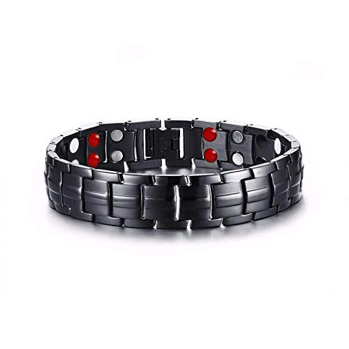 Pulseira Bracelete Magnética de Aço Inox Titânio - Preta