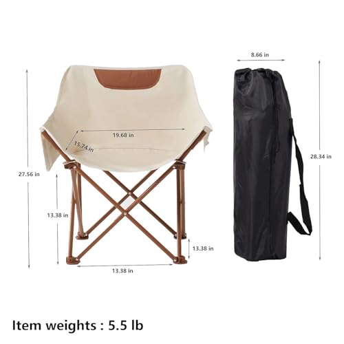 Image of Garden Art Oversized Portable Camping Chair | Heavy Load Capacity Up to 150kg | Light Weight Easy to Carry |Back Packing Chair for Garden, Camping, Picnic, (Off White, Oversized) (GACCOW1491-8)