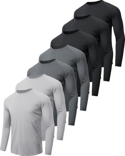 Image of MLYENX 7 Pack Long Sleeve Shirts for Men Sun Protection Quick Dry
