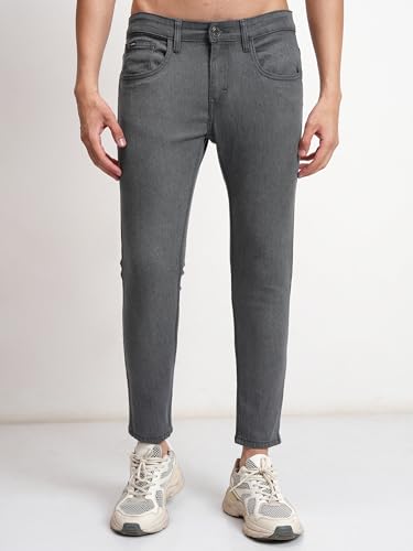 Image of Highlander Men's Slim Fit Jeans | Cropped Length | Jeans for Man | Stylish Casual Wear for Everyday Comfort