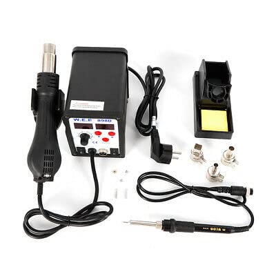 Stacja lutownicza na gorące powietrze kolba lutownicza 220 V SMD Rework Station 700 W 3 ozzles 898D